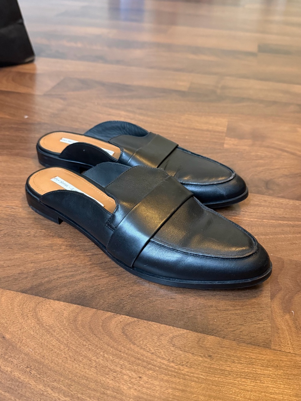 & Other Stories Black Leather Slip-On Mule Loafers